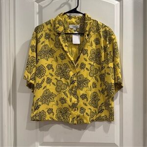 Like New (Rent The Runway) Saunders Yellow Floral Button-Up Blouse- size 2